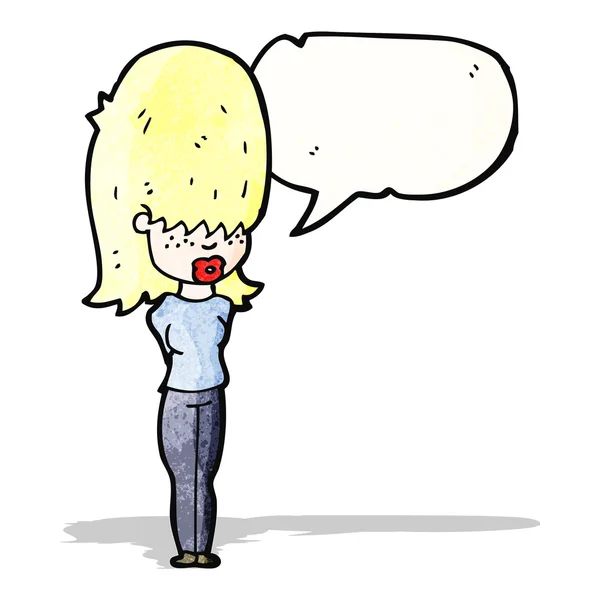 Cartoon woman with big hair talking — Stock Vector
