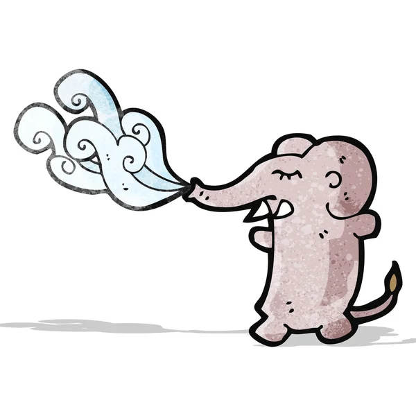 Divertente cartone animato elefante spruzzando acqua — Vettoriale Stock