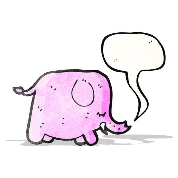 Elefante rosa con caricatura de burbuja de habla — Vector de stock