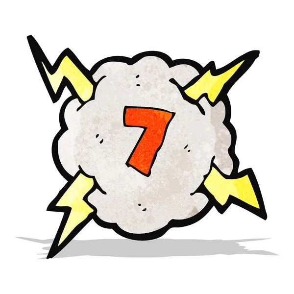 Nube de trueno de dibujos animados con número 7 — Vector de stock