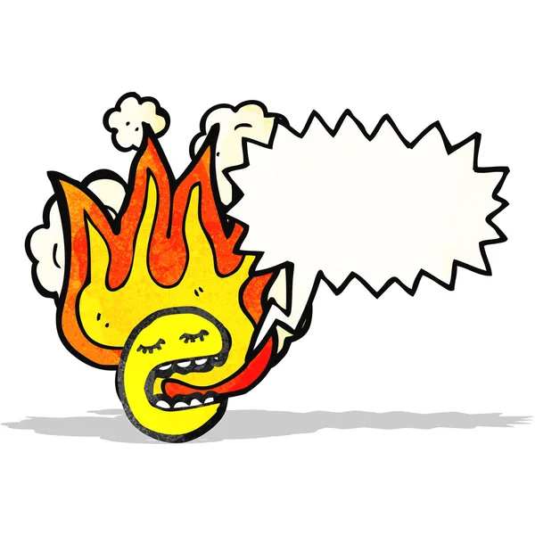 Emoticon flamejante rosto desenhos animados — Vetor de Stock