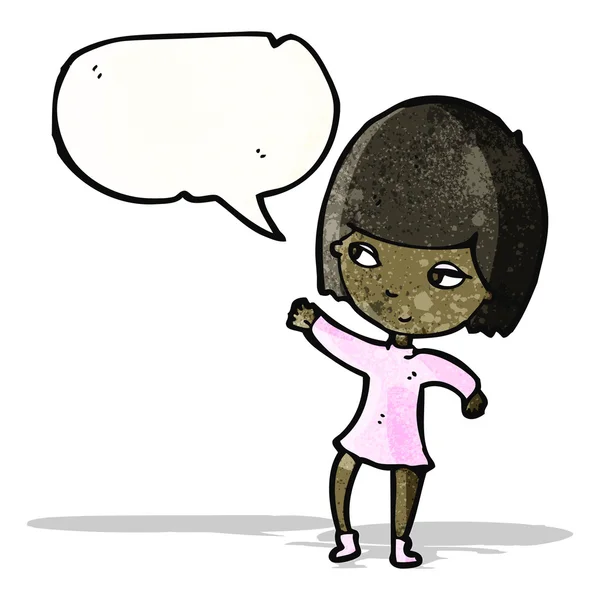 Mujer de dibujos animados con burbuja del habla — Vector de stock