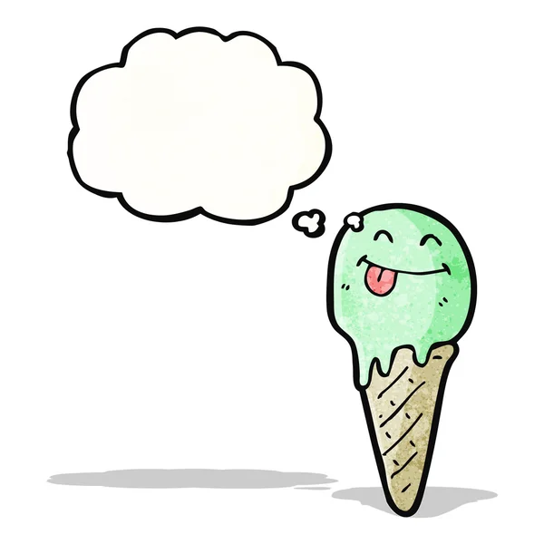 Cono de helado de dibujos animados con burbuja thougth — Archivo Imágenes Vectoriales