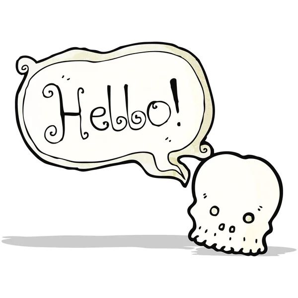 Cartoon skull saying hello — Stock Vector