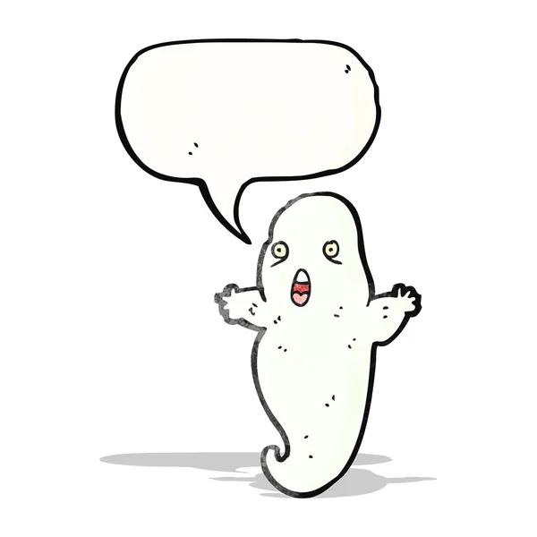 Мультяшный призрак с пузырьком речи — стоковый вектор