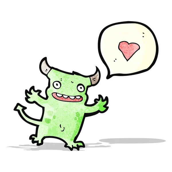 Little monster in love cartoon — Stock Vector