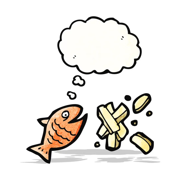 鱼和薯片卡通 — 图库矢量图片
