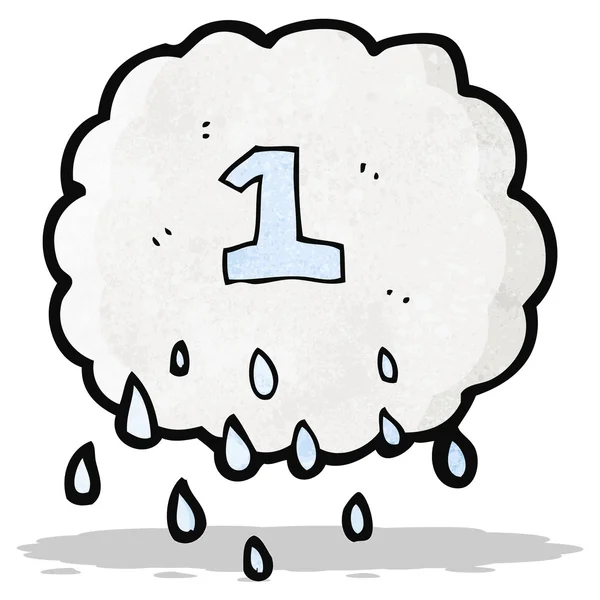 Cartone animato raincloud con il numero uno — Vettoriale Stock