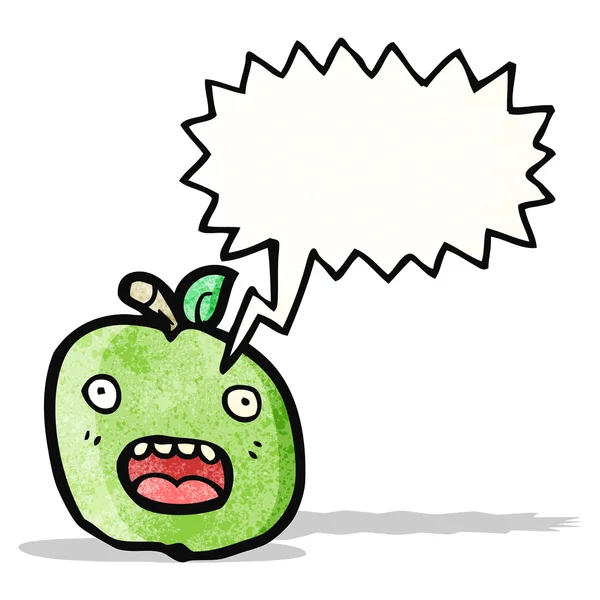 Funny cartoon apple with speech bubble — Stock Vector