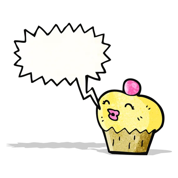 Cartoon cupcake met spraakbel — Stockvector