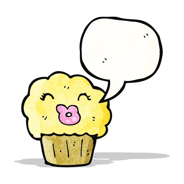 Muffin de dibujos animados con burbuja del habla — Archivo Imágenes Vectoriales