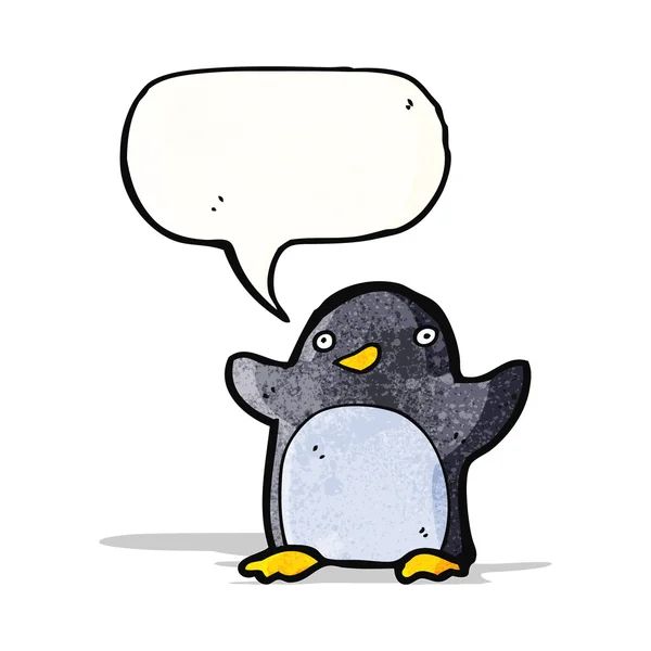 Pingüino de dibujos animados con burbuja del habla — Archivo Imágenes Vectoriales