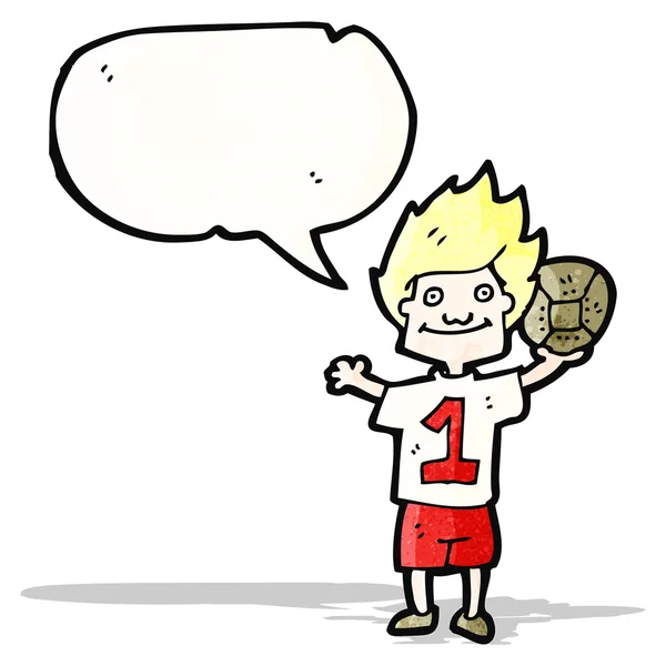 Cartoon jongen met voetbal — Stockvector