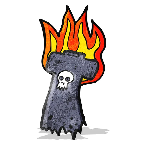 Branden van oude schedel tee cartoon — Stockvector
