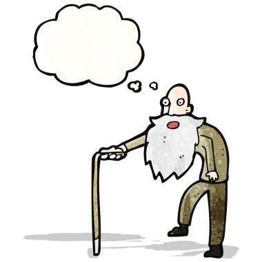 Bastonlu yaşlı adam.