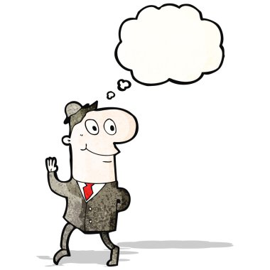 mutlu bir adam çalışmak için yürüyüş