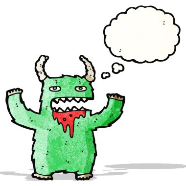 Düşünce baloncuklu çizgi film canavarı