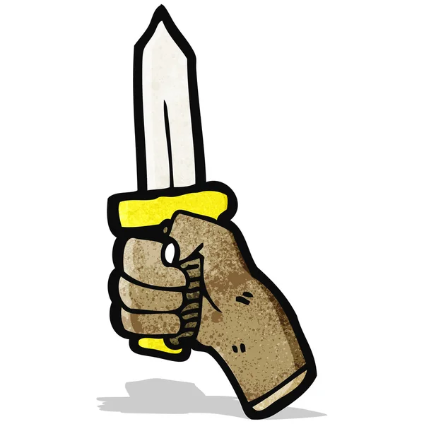 ナイフのシンボルと漫画手 — ストックベクタ