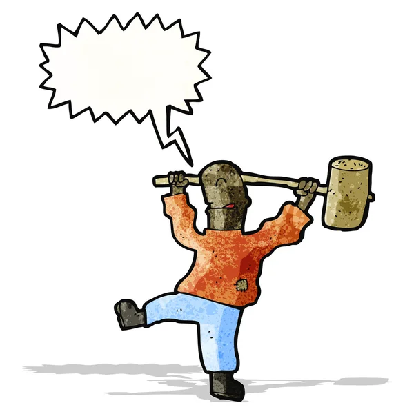 Cartoon Mann mit großem Hammer — Stockvektor