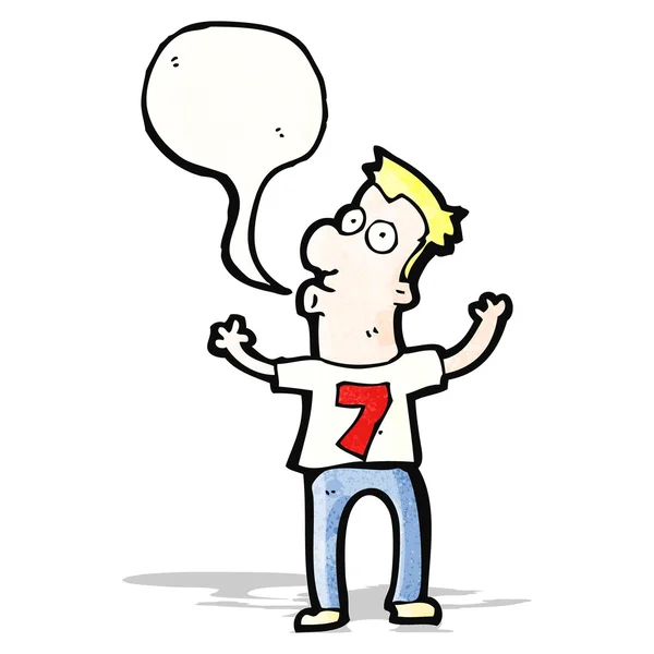 Cartoon man in nummer zeven shirt — Stockvector