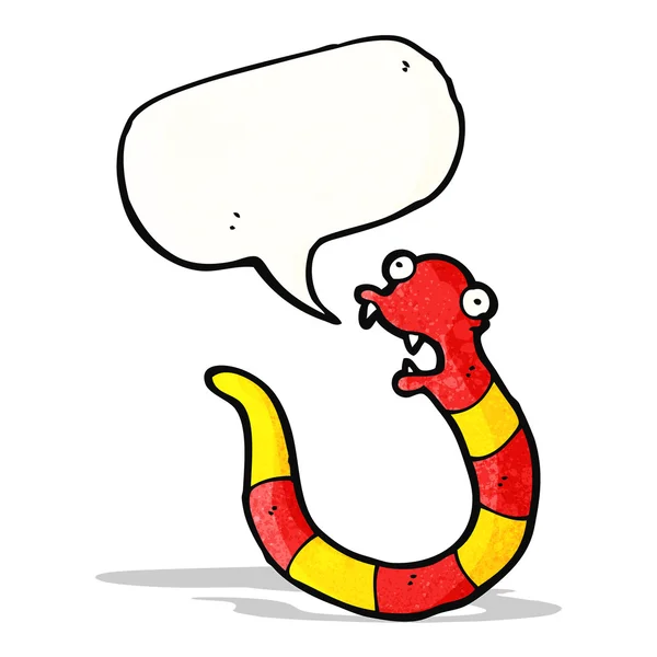 Serpiente de dibujos animados con burbuja del habla — Vector de stock