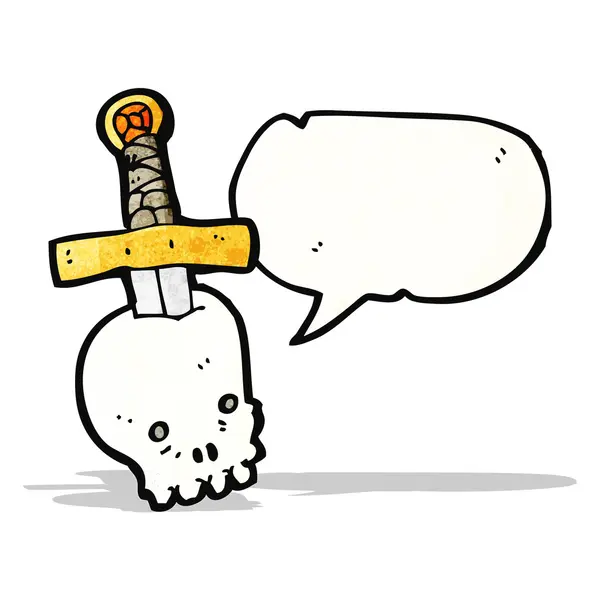 Calavera y espada de dibujos animados — Vector de stock