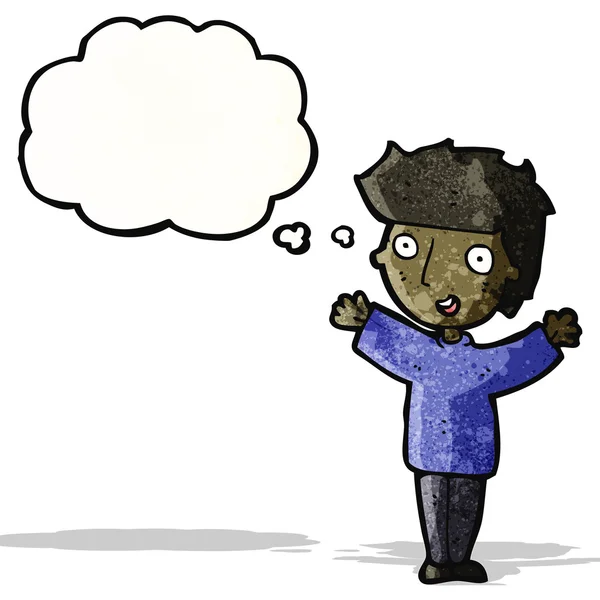Cartoon Junge mit Gedankenblase — Stockvektor