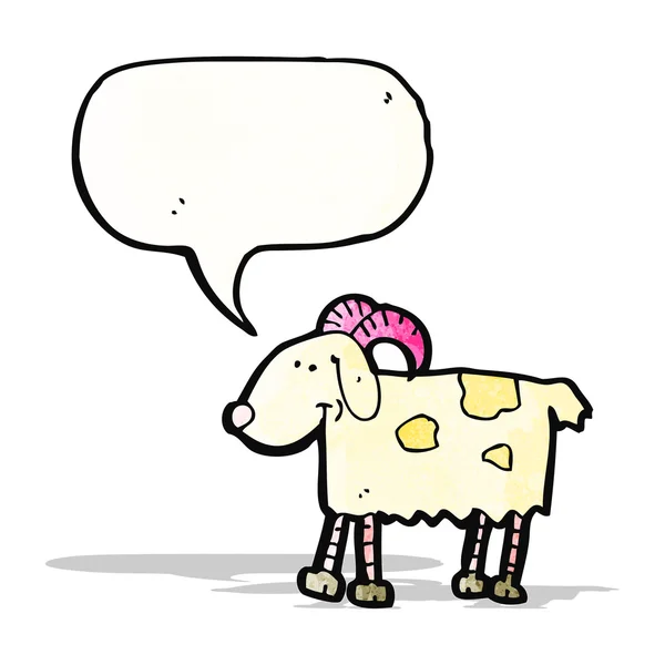 Kartun kambing dengan pikiran gelembung - Stok Vektor