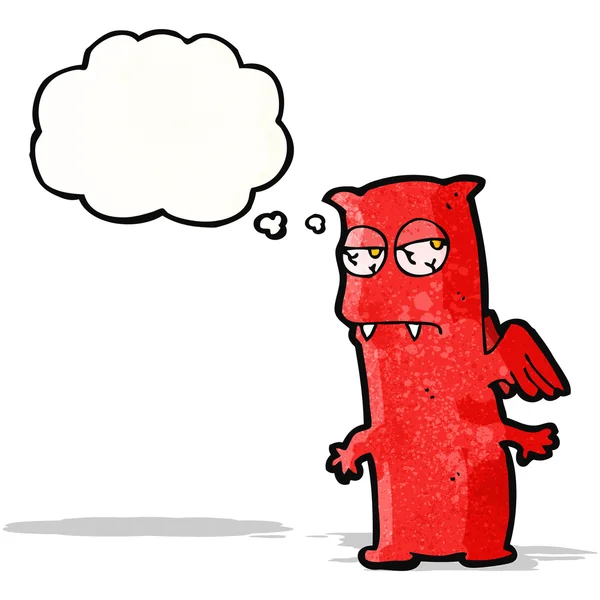 Karikatur kleiner Teufel mit Gedankenblase — Stockvektor