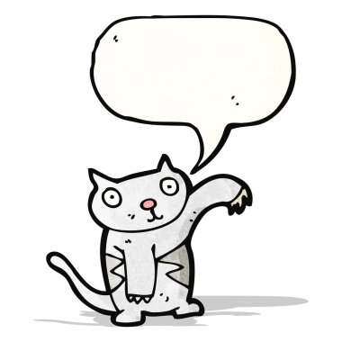 Karikatür kedi ile konuşma balonu