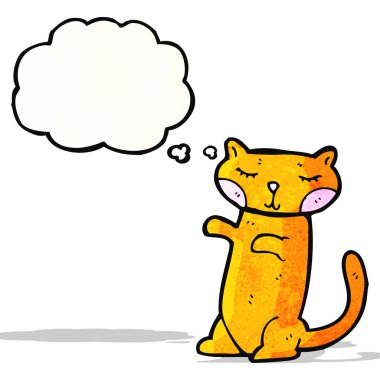 Düşünce baloncuklu çizgi film kedisi