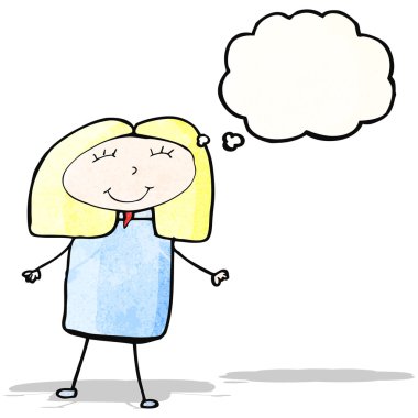 Mutlu bir kadın çocuğun çizimi