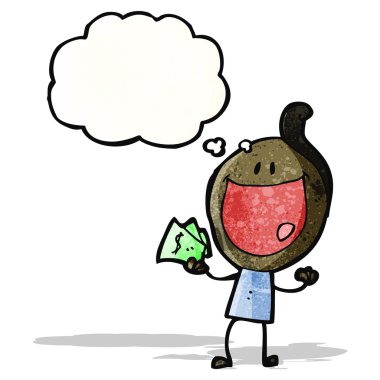 avuç dolusu para ile mutlu bir adam çizgi film