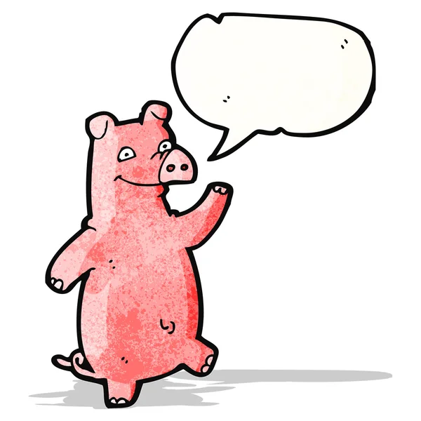 Cartoon pig with speech bubble — Stock Vector