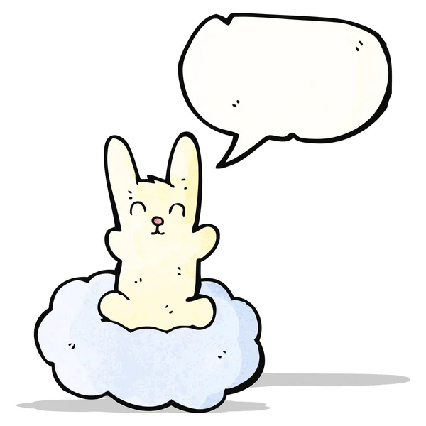 Мультяшный кролик на облаке — стоковый вектор