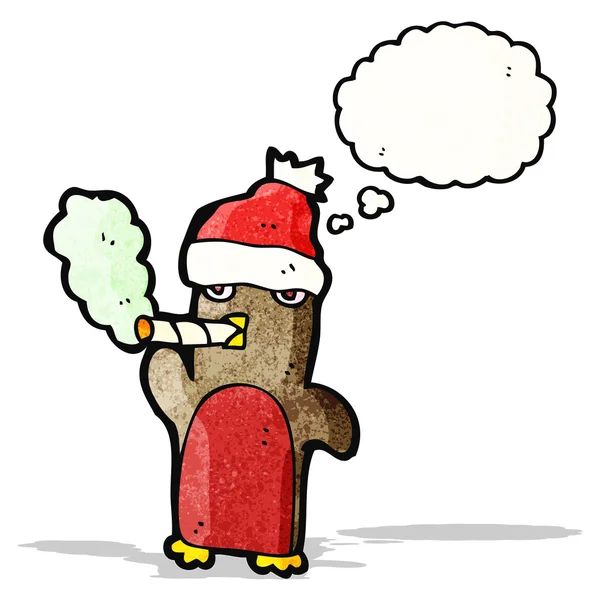 Grappige christmas robin cartoon — Stockvector