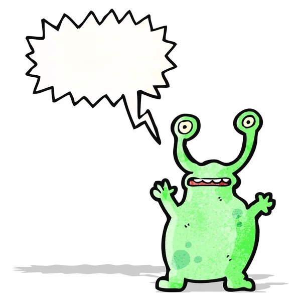 Alien met toespraak bubble cartoon — Stockvector