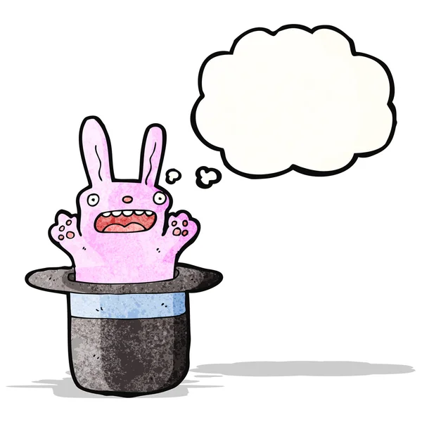 Conejo en sombrero truco de dibujos animados — Vector de stock