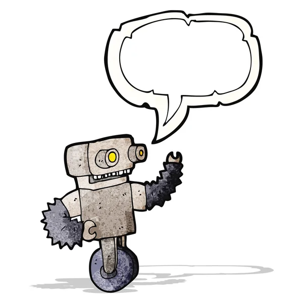 Robot dessin animé avec bulle vocale — Image vectorielle