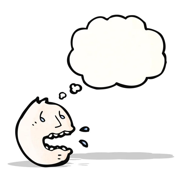 Cartoon benadrukt gezicht symbool met gedachte bubble — Stockvector