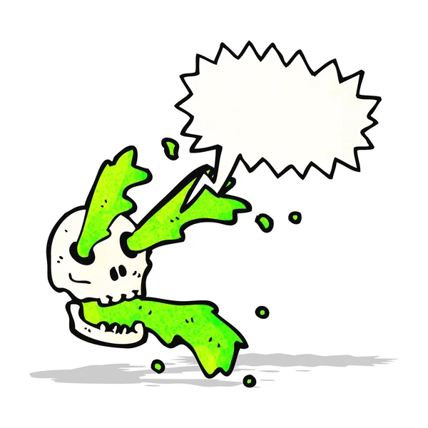 Gross slime squirting skull cartoon — Stock Vector
