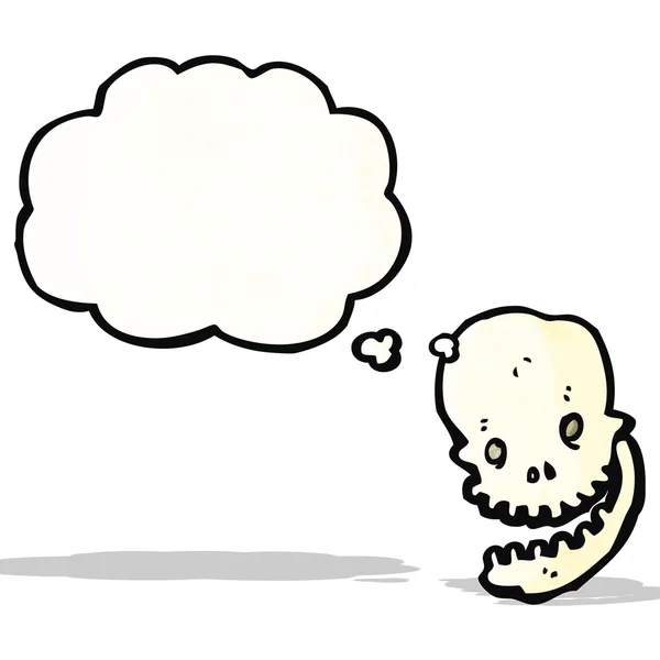 Calavera espeluznante de dibujos animados con burbuja de pensamiento — Vector de stock