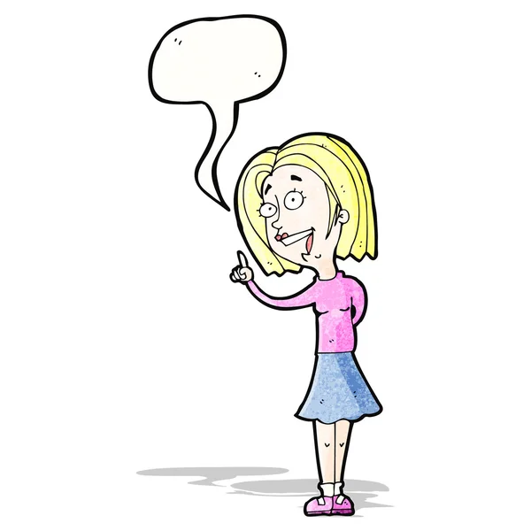 Cartoon blond kvinna svarande fråga — Stock vektor