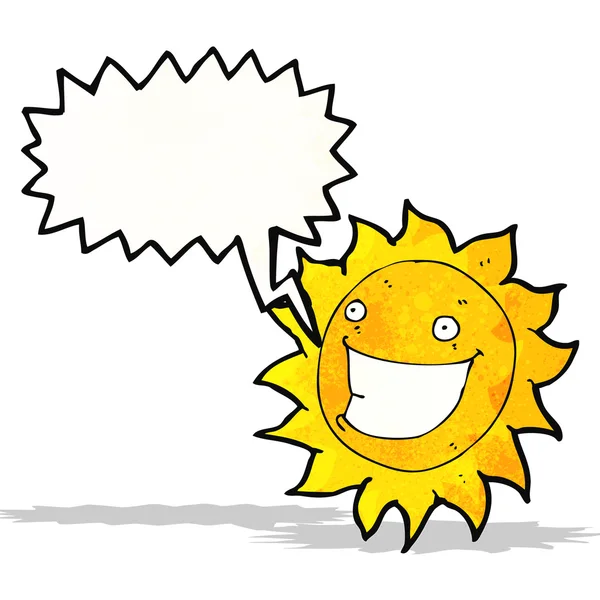 Kreslené šťastné slunce s bublinou řeči — Stockový vektor