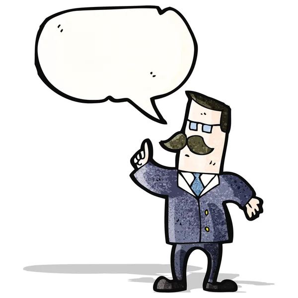 Καρτούν άνθρωπος μουστάκι με φούσκα ομιλία — Διανυσματικό Αρχείο