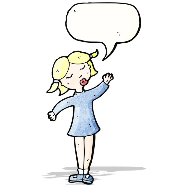 Pretty blond girl with speech bubble — Stock Vector