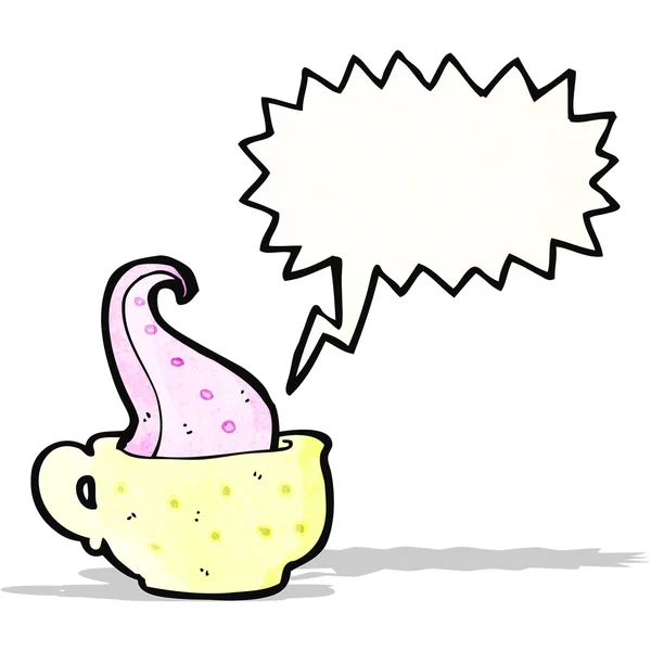 Tentacle in teacup cartoon — Stock Vector