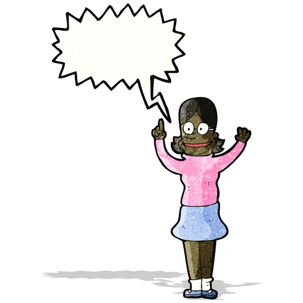 Έξυπνη γυναίκα κινουμένων σχεδίων με το συννεφάκι λόγου — Διανυσματικό Αρχείο
