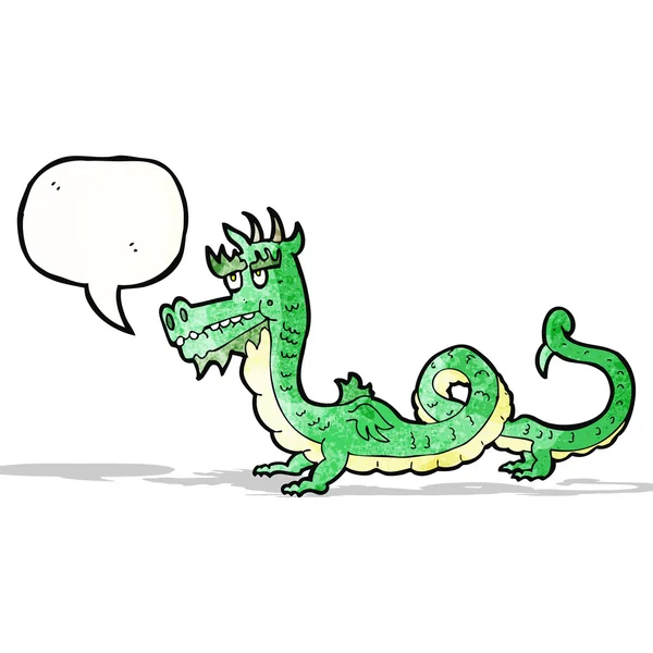 Kreslený drak s bublinou řeči — Stockový vektor