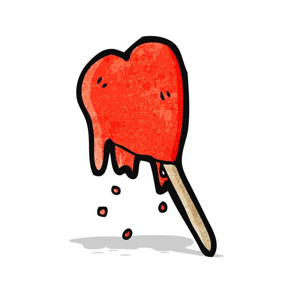 Melting heart ice lolly cartoon — Stock Vector